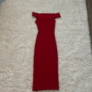 Sexy red knit body con dress